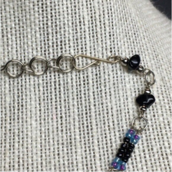 Turtle Anklet Ankle Bracelet 10 In Silver Charm Blue Purple Black Retro Vintage - Picture 3 of 5